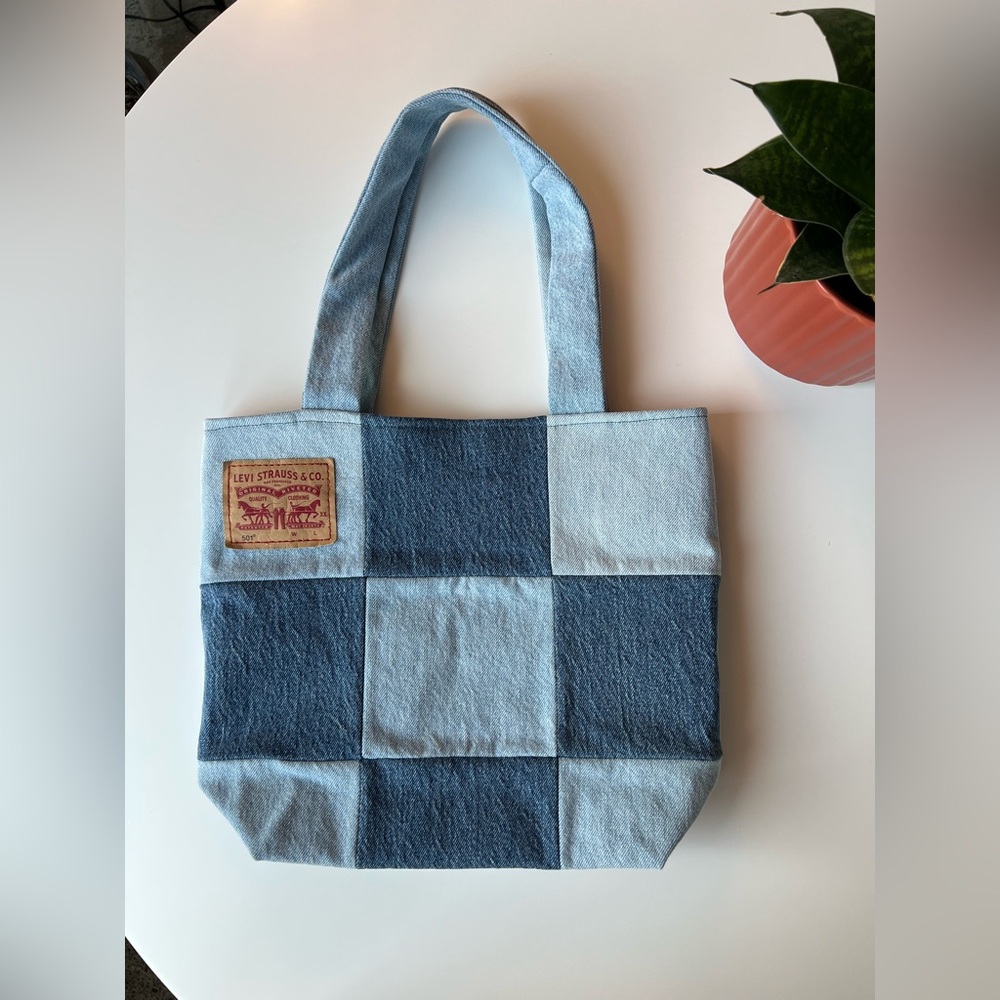 Levi's Upcycled Blue Patchwork Denim Tote Purse